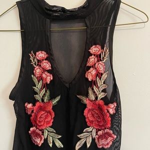 Sheer flower bodysuit